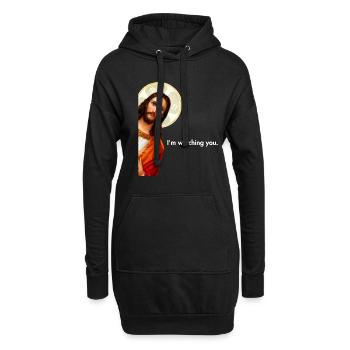 I'm Watching You Peeking Jesus Christ - Hoodie-Kleid - Schwarz - Vorne