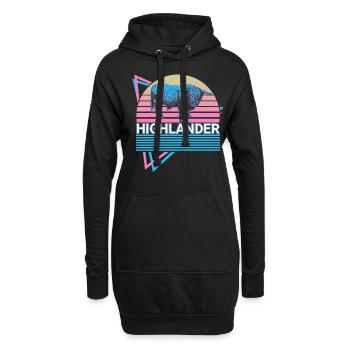 Highlander Schottische Hochlandkuh Retro Geschenk - Hoodie-Kleid - Schwarz - Vorne