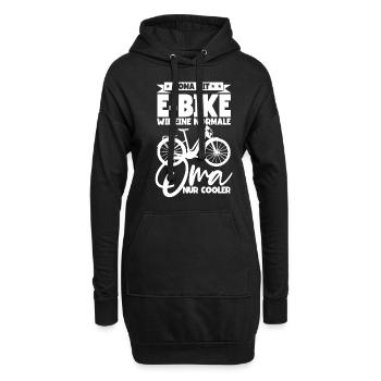Oma mit E-Bike wie eine normale Oma Pedelec E-Bike - Hoodie-Kleid - Schwarz - Vorne