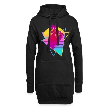 Reingeschaut Retro Vaporwave Reingeguckt - Hoodie-Kleid - Schwarz - Vorne