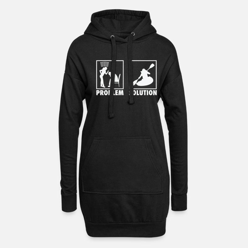 Kayaking Kayaker Kayak Statement Problem Solution. - Hoodie-Kleid - Schwarz