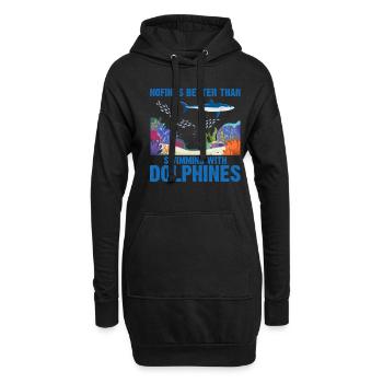 Avec les dauphins Nage Dauphin Océan Mammifère marin - Sweat-shirt à capuche long Femme - noir - Devant