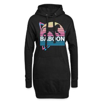 Pavian Retro Geschenk - Hoodie-Kleid - Schwarz - Vorne