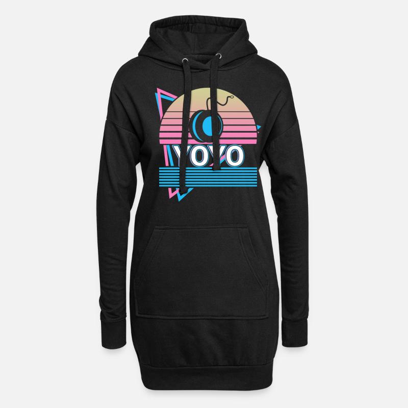 Yoyo Retro Geschenk - Hoodie-Kleid - Schwarz