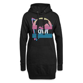 Kiwi Retro Geschenk - Hoodie-Kleid - Schwarz - Vorne