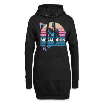 Megalodon Hai Retro Cadeau - Sweat-shirt à capuche long Femme - noir - Devant