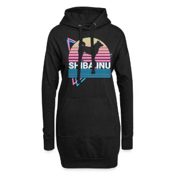 Shiba Inu Retro Geschenk - Hoodie-Kleid - Schwarz - Vorne