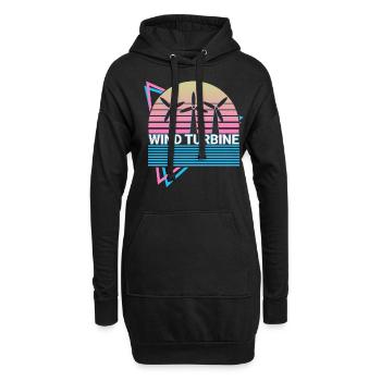 Cadeau rétro d’éolienne - Sweat-shirt à capuche long Femme - noir - Devant