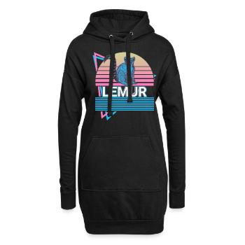 Cadeau rétro lémurien - Sweat-shirt à capuche long Femme - noir - Devant