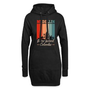 Nostalgisches Vintage Medellin Blumen Festival - Hoodie-Kleid - Schwarz - Vorne