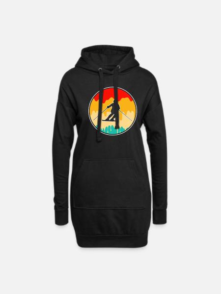 Ski Retro - Hoodie-Kleid - Schwarz