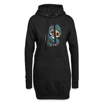 Faultier - Hoodie-Kleid - Schwarz - Vorne