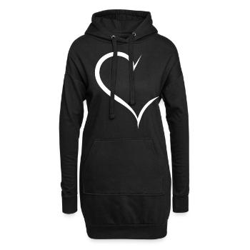 Cool Half White Heart - Sweat-shirt à capuche long Femme - noir - Devant