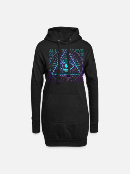 Allsehendes Auge Retro Geschenk - Hoodie-Kleid - Schwarz
