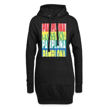 Pampelune Espagne City Font Skyline Accueil - Sweat-shirt à capuche long Femme - noir - Devant