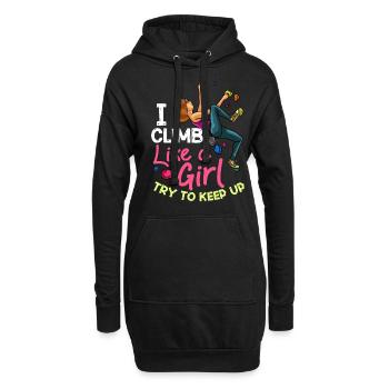Felsklettern Klettern Indoor Bouldern Mädchen Wand - Hoodie-Kleid - Schwarz - Vorne