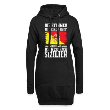 Sicilia Sizilien Sizilianer Sizilianisches - Hoodie-Kleid - Schwarz - Vorne