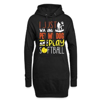 Nur Meinen Hund Streicheln Und Softball Spielen - Hoodie-Kleid - Schwarz - Vorne