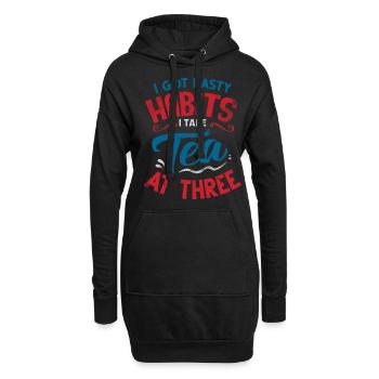 Teeliebhaber, Teetrinker, Tee, Teezeit - Hoodie-Kleid - Schwarz - Vorne