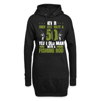 50 Year Old Fisherman Fishing Rod 50th Birthday - Hoodie-Kleid - Schwarz - Vorne