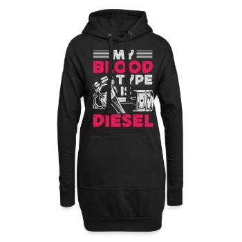 Mon groupe sanguin est diesel, chauffeur de camion - Sweat-shirt à capuche long Femme - noir - Devant