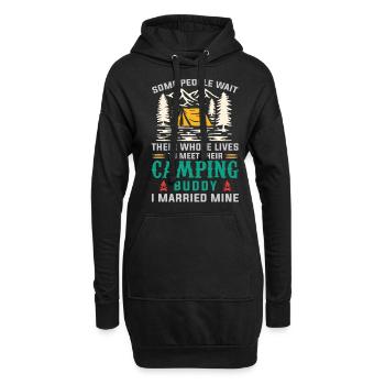 Campingkumpel Verheiratet, Camping, Outdoor - Hoodie-Kleid - Schwarz - Vorne