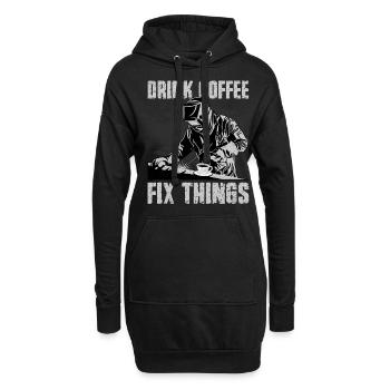 Drôle de soudeur Café Soudeur Cadeau - Sweat-shirt à capuche long Femme - noir - Devant