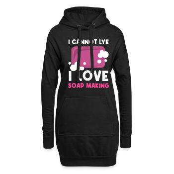 Je ne peux pas lessiver J’aime faire du savon - Sweat-shirt à capuche long Femme - noir - Devant