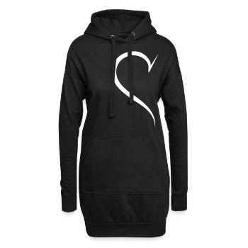 Einfaches Halbes Herz Weiss - Hoodie-Kleid - Schwarz - Vorne