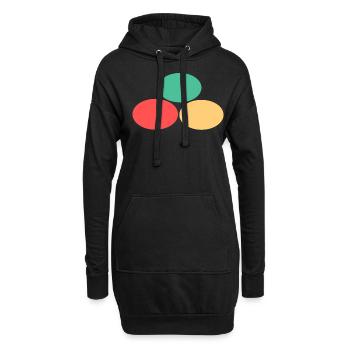 Trois points- Vert- Rouge- Jaune - Sweat-shirt à capuche long Femme - noir - Devant