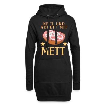 Mettigel Mettbrötchen Nett mir Mett - Hoodie-Kleid - Schwarz - Vorne
