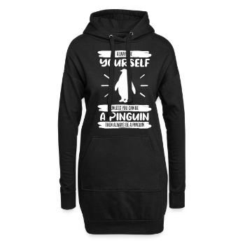Pingouin sois toujours toi-même en disant cadeau - Sweat-shirt à capuche long Femme - noir - Devant
