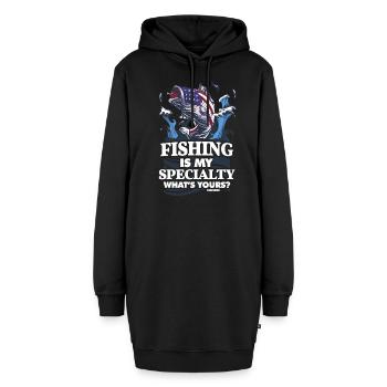 Angler - Hoodie-Kleid - Schwarz - Vorne - AI Model Female 172 light (172cm)