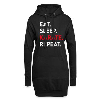 manger du karaté du sommeil répéter - Sweat-shirt à capuche long Femme - noir - Devant