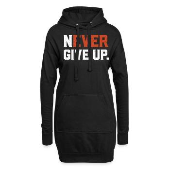 Ne jamais abandonner, citation motivante - Sweat-shirt à capuche long Femme - noir - Devant