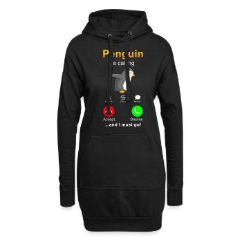 Pinguin is calling - Hoodie-Kleid - Schwarz - Vorne