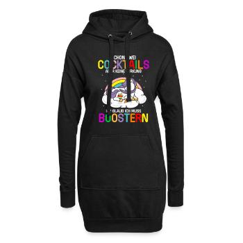 Zwei Cocktails Keine Wirkung Ich Muss Boostern - Hoodie-Kleid - Schwarz - Vorne