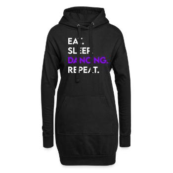 eat sleep dancing repeat - Hoodie-Kleid - Schwarz - Vorne