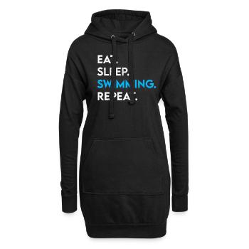 manger dormir nager répéter - Sweat-shirt à capuche long Femme - noir - Devant