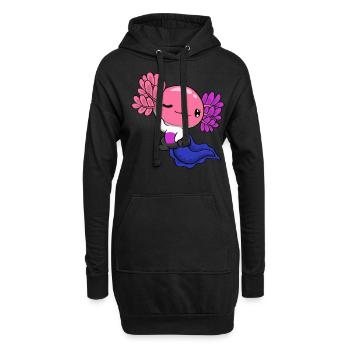 Genderfluid Stolz Genderfluid Flagge Kawaii Axolot - Hoodie-Kleid - Schwarz - Vorne