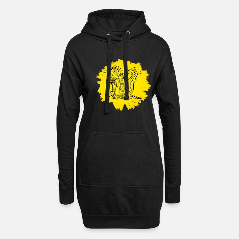 Eule - Hoodie-Kleid - Schwarz