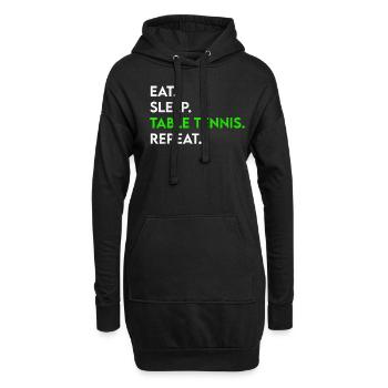 manger dormir tennis de table répéter - Sweat-shirt à capuche long Femme - noir - Devant