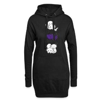 Zweigeschlechtliche Flagge Axolotl Haufen Kawaii - Hoodie-Kleid - Schwarz - Vorne