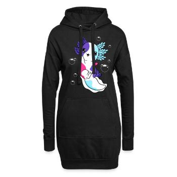 Mehrgeschlechtliche Flagge Axolotl Haufen Kawaii - Hoodie-Kleid - Schwarz - Vorne
