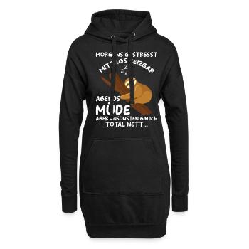 Faultier Geschenk Faultier Sprüche - Hoodie-Kleid - Schwarz - Vorne