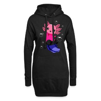 Omnisexuelle Flagge Axolotl Haufen Kawaii - Hoodie-Kleid - Schwarz - Vorne