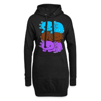 Androsexuelle Flagge Axolotl Haufen Kawaii - Hoodie-Kleid - Schwarz - Vorne