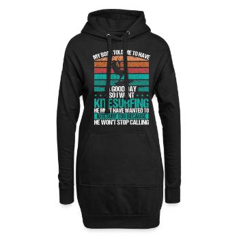Kitesurfer Vintage Humour Drôle Kitesurf Rétro - Sweat-shirt à capuche long Femme - noir - Devant