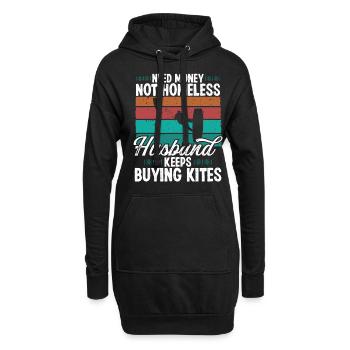 Kiteboarding Vintage Kitesurfing Retro Kitesurfer - Hoodie-Kleid - Schwarz - Vorne