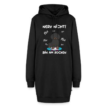 Bin am Zocken Gaming Dackel Hund - Hoodie-Kleid - Schwarz - Vorne